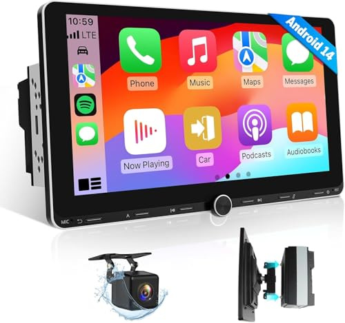 Eonon 4+64GB Android 14 Double Din Car Stereo, Wired & Wireless Carplay & Android Auto, Radio with 10.1 Inch IPS Large Screen, Built-in DSP, Bluetooth 5.4, SWC, UX7A-PLUS