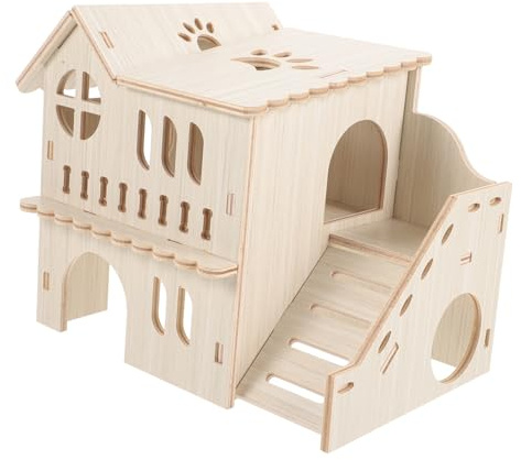 DIYEAH Maison Bois pour Hamster Cachette Deux avec Échelle Habitat Confortable et Sécurisé pour Petit Animal