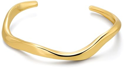 ALEXCRAFT Silber 925 Offen Armreif für Damen 14K Vergoldet Cuff Armbänder