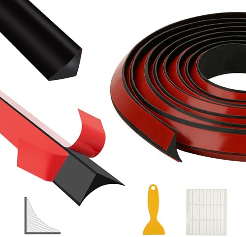 GEEKHOM 3m Abschlussleiste Küchenarbeitsplatte Selbstklebend & Flexibel - Wasserdichte Silikon Wandabschlussleiste für Bad, Küche, Wohnzimmer als Sockel & Deckenleiste - Schwarz (15x20mm)