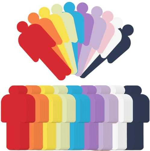 TANGJJY 150 Stück Moderationskarten Set Mensch, 12 x 8 cm Mensch Präsentationskarten, 10 Farben Bunt Moderationskarten Set, Bunte Karteikarten zum Beschriften für Büro Schule Präsentation Vortrag