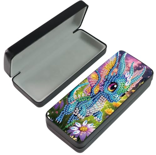 Diamond Art Painting Glasses Case, Portable DIY Leather Diamond Art Glasses Storage Box Sunglass Case with Soft Velvet lining-09-Dragon