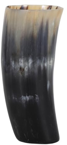 PAMINGONO Jarra de Cerveza Grande de Cuerno Natural de Buey, Vaso Vikingo Rústico para Hidromiel y Vino, Taza para Beber Medieval para Fiestas y Decoración Renacentista Nórdica