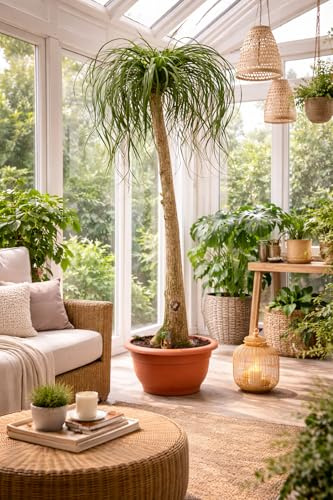 Elefantfot 160–200 cm (Beaucarnea recurvata) – flaskträd inomhusväxt, lättskött, hållbar, luftrenande, perfekt för vardagsrum och kontor, dekorativ vattenpalm i XL-storlek
