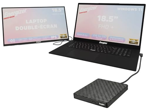 Energizer Pack Laptop 18,5 8 GB 256 GB SSD + Display Portatile 18,5 FHD IPS + Lettore DVD USB - Windows 11 - Tastiera QWERTY - WiFi