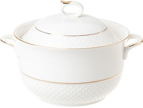 Små kopparkastruller vit soppterrin med lock(Gold,1.2Quarts)