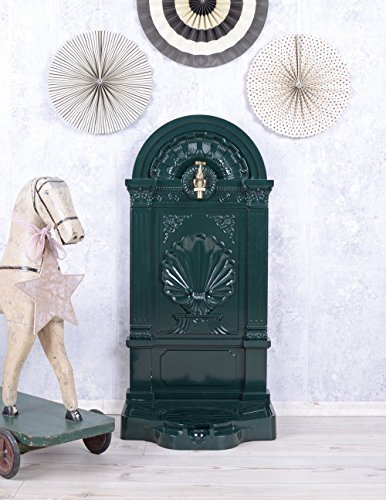 Fuente Casa de Campo Fuente Ornamental Renacimiento Estilo Metal Fuente Verde con Grifo LTA309 Palazzo Exclusive