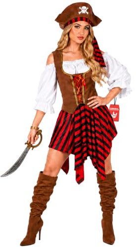 Fun Shack Disfraz Pirata Mujer Sexy, Disfraces Piratas, Traje Pirata, Disfraces Corsaria, Disfraz Mujer Carnaval - S