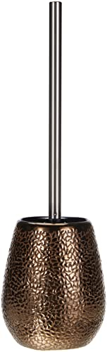 WENKO WC-Garnitur Mod. Marrakesh freistehende Toilettenbürste aus Keramik mit Glanzstruktur für Badezimmer und Gäste-WC dekorativer Bürstenhalter mit schwarzem Bürstenkopf Ø 12,5 x 41 cm Braun