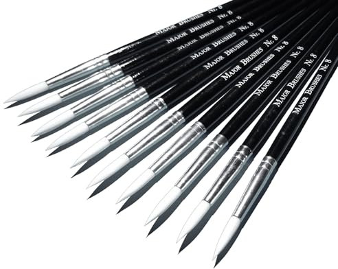 Major Brushes Sable Substitute Size 8 Paint Brushes - Pack of 10
