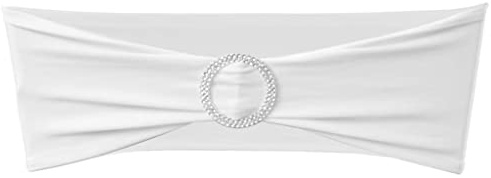 vidaXL 25 x Stuhlschleifen Stretch Schleifenbänder + Diamant Schnalle weiß