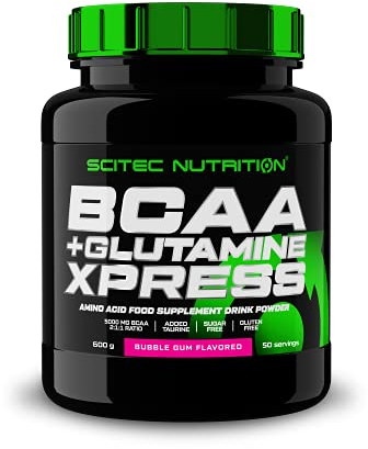 Scitec Nutrition BCAA + Glutamine Xpress - Essentielle Aminosäurenmischung - mit 5g 2:1:1 BCAAs - 5g Glutamin - angereichert mit Taurin, 600 g, Bubble gum