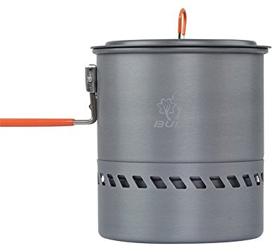 Tentock Wärmetauscher Alu Kochtopf 2-3 Personen, 1,5 L / 2.1 L Outdoor Kochgeschirr mit Faltbarer Griff und Aufbewahrungstasche für Picknick Reisen Camping, Schnelles Sieden