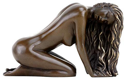Kunst & Ambiente - Erotik Girl Julie - Frauenakt - Erotische Bronzefigur - signiert Patoue - Erotikakt - Sexy Frauenfigur - Bronze - Braun - Höhe: 9,5 cm - Breite: 16 cm