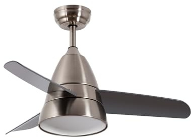 TECHBREY Ventilador de Techo con Luz LED Industrial Plata, 91cm de diámetro, 3 Aspas Plateadas, Silencioso, 6 Velocidades, Mando a distancia, Temporizador, CCT, 15W [Clase de eficiencia energética F]