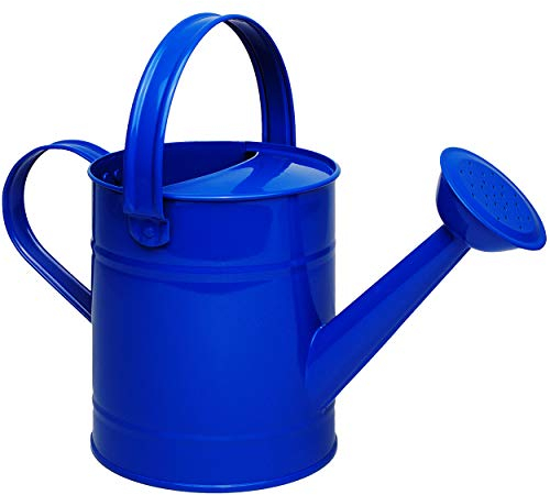 alles-meine.de GmbH kleine Gießkanne - Metall - blau - 1,5 Liter - für Kinder & Erwachsene - 23 cm - Blech Kindergießkanne - Henkel beweglich - Giesskanne Gärtner/Garten Mädche..