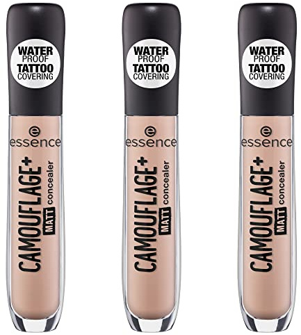 essence CAMOUFLAGE+ MATT concealer, Abdeckstift, Tattoo Abdeckung, Nr. 20 light ivory, nude, mattierend, matt, ölfrei, wasserfest, ohne Alkohol, 3er Pack (3 x 5ml)