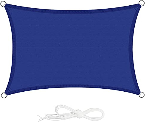 ERPENG Sonnensegel 4x5m Wetterfest,95% UV Schutz Balkonverkleidung mit Seilen und Befestigungs Kit für Balkon, Gartenanlagen, Camping und Freizeit, Blau