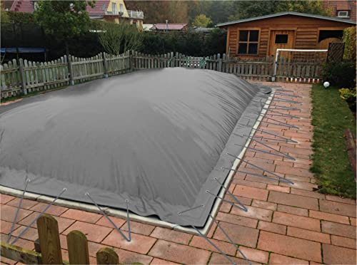 Aufblasbare Abdeckplane für Pool rechteck 3,00 x 5,00m, Farbe: grau, inkl. Pumpe, Air Cover, wasserdicht, reißfest