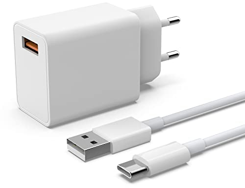 Cargador Tipo C Carga Rápida para Xiaomi Redmi 14C 13C Note 14 13 12 Pro/11 9/11 9 Pro/9T/9S/8 8T 7 10S, Mi Note 10 Lite, Mi A2 A3/10T Lite/10T Pro/11T, Cargador rápida con Cable de 2m