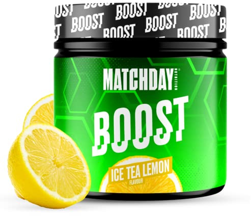 MATCHDAY NUTRITION BOOST für Fußballer I ATP Booster I Sportler-Getränk mit Aminosäuren und Kohlenhydraten I 20 Portionen für mehr Schnellkraft, Explosivität & Ausdauer (Ice Tea Lemon)