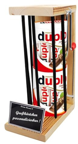 Personalisierte Geschenke für Männer Frauen Geschenkidee - Eiserne Reserve Gitterkäfig duplo Riegel Schokolade (20 x 18,2 g) incl. Notsäge - Papa Mama Geburtstag Hochzeit