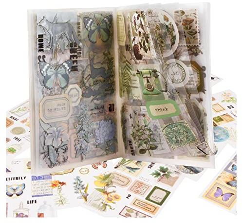 157 pcs Plants Vintage Scrapbook Stickers Paper Pack Green Coast Island Style Scrapbooking Deco for Scrap Book Decorations Notebook Journal DIY Art Craft Card Making Supplies