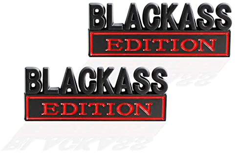 2 Stück Blackass Edition Emblem Auto Abzeichen Aufkleber Ersatz für Universal Fahrzeuge Autos LKWs SUVs (Schwarz Rot)