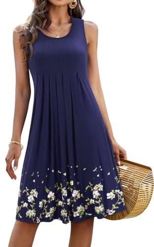 KILIG Summer Dresses for Women UK Casual Sundress Ladies Sleeveless Tank Dress Midi Floral Beach Cover Ups
