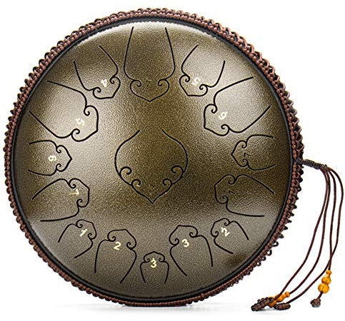 Steel Tongue Drum 14 Zoll 15 Noten Percussion Instrument Handpan Drum mit Tragetasche für Musikerziehung Konzert Geist Heilung Yoga Meditation