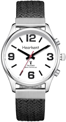 Hearkent Deutsch Sprechende Uhr Damen,Senioren Armbanduhr mit großen Zahlen, Uhren für Sehbehinderte Menschen, Blindenuhr oder Demenz Uhr (Nylon schwarz)