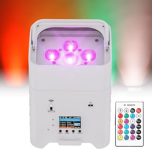 6-in-1-Akku-Par-Licht, 6 x 18 W RGBWA+UV-Uplighting, 8800 mAh batteriebetriebene Bühnenbeleuchtung mit APP, Fernbedienung und DMX-Steuerung, LCD-Bildschirm, für DJ-Live-Shows, Hochzeitsveranstaltungen