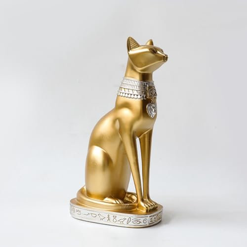 Heimdekoration, Ornamente, Desktop-Dekor-Zubehör, goldenes Harz, Katzengöttin-Statue im alten ägyptischen Stil, for Heimdekoration, Geschenk, Katzen-Tier-Modell, Skulptur (Farbe: klein) ( Color : Medi