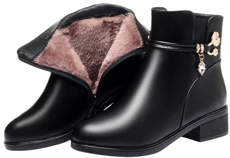 EGSDMNVSQ Bottes d'hiver bottines pour femmes bottes doublées chaudes bottes à plateforme cuir bottes de neige imperméables chaussures de marche en plein air baskets bottes d'hiver confortables