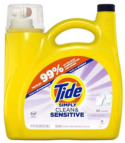 Tide Simply Clean & Sensitive Liquid Laundry Detergent, Cool Cotton Scent, 89 Loads, 117 fl oz