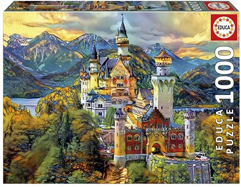 Educa - Castillo de Neuschwanstein, ´Dream City Art´ | Puzzle de 1000 Piezas para Adultos. Medidas: 68 x 48 cm. Incluye Cola Fix Puzzle. A Partir de 14 años (19933)