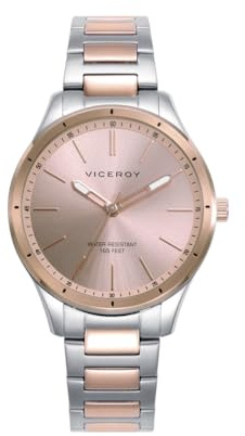 Viceroy Reloj Mujer Elegante de Acero Inoxidable - 34 mm - Movimiento de Cuarzo - Bisel Dorado - Brazalete de Acero - 401228