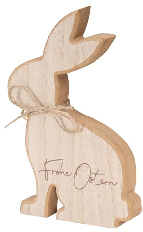 levandeo Osterhase Frohe Ostern Deko Hase H20cm MDF Holz Natur Figur Tischdeko Frühling Aufsteller