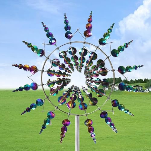 Carillones de viento de metal | Molino de viento cinético para jardín | Molino de viento cinético escultura cinética césped Metal viento Spinner patio y jardín decoración