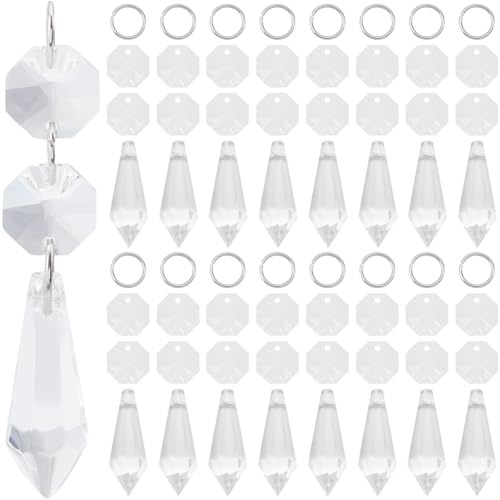 SOFPLATE 1 scatola 20 pezzi 38mm Cristalli di Ricambio per Lampadari Lampada di Ricambio In CristAllos Vetro Sospeso Gocce di Ghiacciolo Prisma Pendente con Kit di Collegamento Octogan per Lampadario