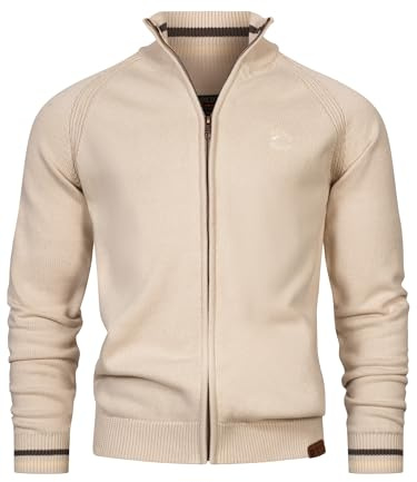 Indicode Herren INArutemia Fein-Strickjacke aus Baumwolle mit Stehkragen | Klassischer Cardigan für entspannte Casual-Looks, Feinstrickjacke, Herrenjacke, Freizeitjacke, Strickoberteil für Männer
