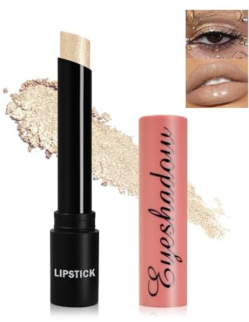 Lippenstift, Glitzer, Metallic, vielseitig einsetzbar, wasserfest, Shimmer, Lipstick & Lidschattenstift, langer Halt, hochpigmentiert, Diamant-Finish, Make-up, Geschenk für Damen, 01 Champagner