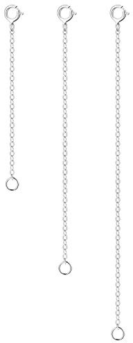 Necklace Extenders for Women 3 Pcs 925 Sterling Silver Durable Strong Removable Necklace Bracelet Anklet Extension Jewelry Making Chains, 2 3 4