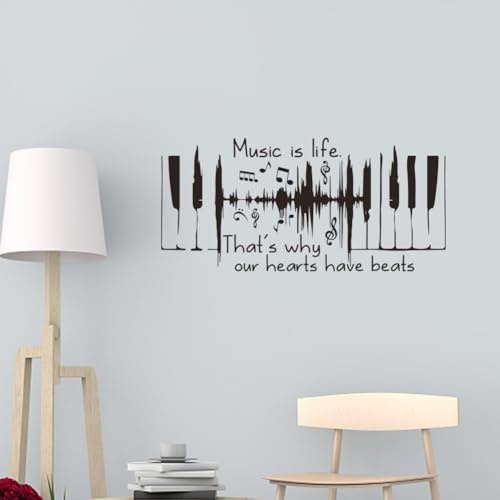 ANATTASOUL Pegatinas de Pared Texto de Teclado de Piano Vinilos Decorativos Adhesivos Pared Cocina Dormitorio Salón Comedor Baño(60x30cm)