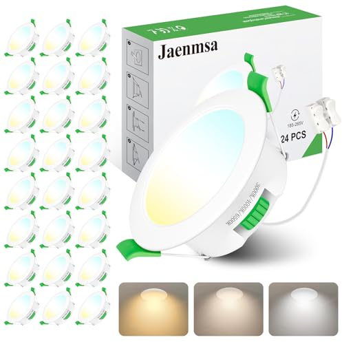 Jaenmsa Faretti LED da Incasso per Cartongesso 230V, 10W Foro Ø 95-105mm Faretti Incasso Cartongesso Ip44, Dimmerabile, Luce Calda 3000K Luce Neutra 4000K Luce Freddo 6500K, Set di 24