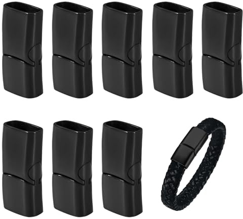 LNSYSNS Magnetverschluss Armband, 8 Stück Armband Verschluss, Legierung Rectangle Lederarmband Verschluss, Schnalle Bohrung 12 x 6 mm Schwarz, Magnetverschlüsse für Armbänder, für Lederseil Halskette