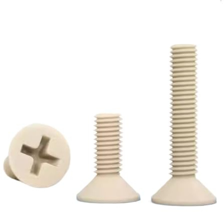 Cilky Vis à métal 1 à 2 vis à tête fraisée cruciforme Peek Haute température M3 à M6, boulons de Machine en Plastique Isolant(10mm,M4-2pcs)