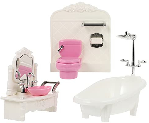 SUPVOX Dollhouse Accessories Miniature Bathroom Model Set with Mini Furniture 5.91X5.71X3.74In Child Toy Playhouse Adornment for Mini House Decoration