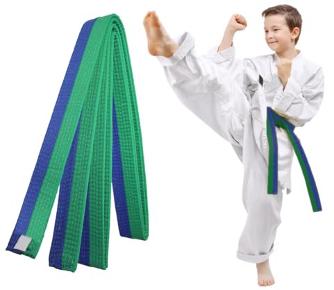 COYUN 1 Piezas Cinturón Taekwondo Verde y Azul, Cinturón de Judo, Cinturón de Artes Marciales, Cinturones de Judo de Karate, Cinturón de Taekwondo Para Artes Marciales, Cinturón de Taekwondo, 220cm