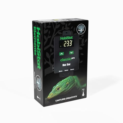 HabiStat Classic Pro Mat Stat Reptile Thermometer Controller, Black 450 Watts. On/Off Switch. Habistat Thermostat Suitable For Reptile Tank Heat Mat. Ideal For Pet Snake, Tortoise, Gecko & Tarantula